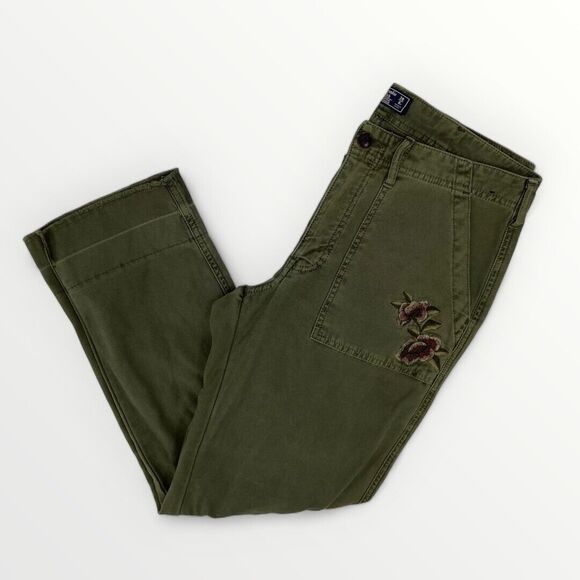 Abercrombie & Fitch Pants Womens 28‎ 6 Chino Green Floral Boyfriend Casual 28x27 - Picture 3 of 11